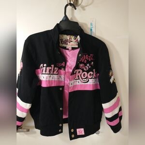 Vintage JH Design BRATZ“Girlz Really Rock” NASCAR Style Jacket ,Sz Girls L(9-10)